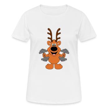 BODYBUILDING - FITNESS - SPORT - REH - GEWICHTE - Frauen T-Shirt atmungsaktiv - Weiß - Vorne - AI Model Female 172 dark (172cm)