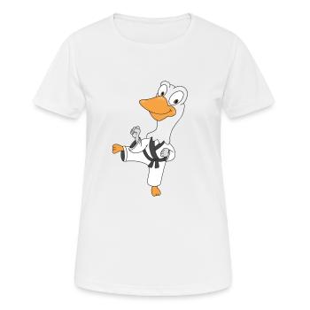 GANS - SELBSTVERTEIDIGUNG - KARATE - JUDO - SPORT - Frauen T-Shirt atmungsaktiv - Weiß - Vorne - AI Model Female 172 dark (172cm)