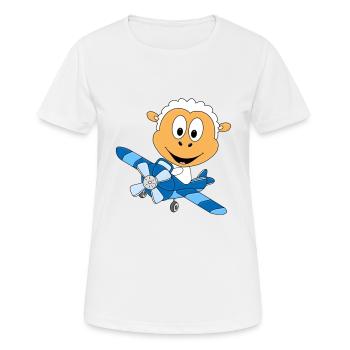 SCHAF - FLUGZEUG - FLIEGEN - PILOT - TIER - Frauen T-Shirt atmungsaktiv - Weiß - Vorne - AI Model Female 172 dark (172cm)