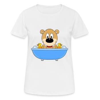 BADEWANNE - TEDDY - BÄR - TEDDYBÄR - Frauen T-Shirt atmungsaktiv - Weiß - Vorne - AI Model Female 172 dark (172cm)