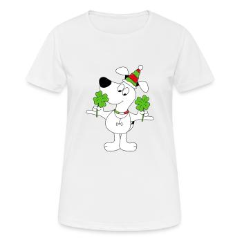 HUND - KLEEBLÄTTER - GLÜCKSBRINGER - Frauen T-Shirt atmungsaktiv - Weiß - Vorne - AI Model Female 172 dark (172cm)