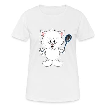 KATZE - KATER - FEDERBALL - BADMINTON - SPORT - Frauen T-Shirt atmungsaktiv - Weiß - Vorne - AI Model Female 172 dark (172cm)