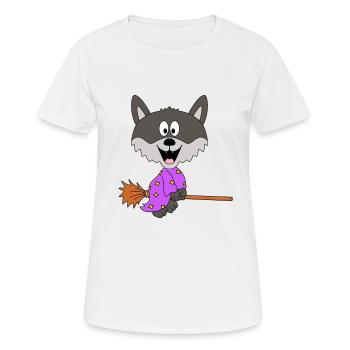WOLF - HEXE - HEXENBESEN - HALLOWEEN - Frauen T-Shirt atmungsaktiv - Weiß - Vorne - AI Model Female 172 dark (172cm)