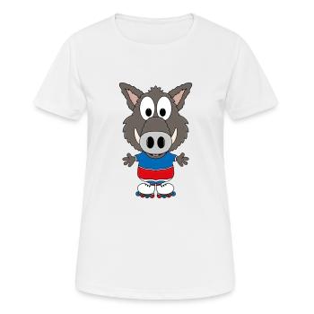 WILDSCHWEIN - INLINER - INLINE SKATES - SPORT - Frauen T-Shirt atmungsaktiv - Weiß - Vorne - AI Model Female 172 dark (172cm)