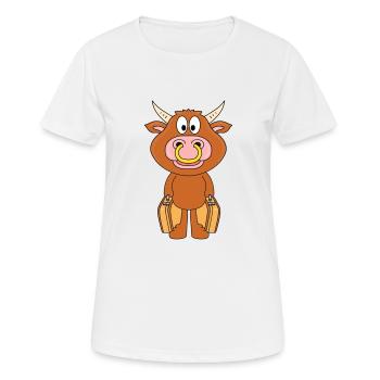 BULLE - RIND - RINDVIEH - KUH - STIER - KOFFER - Frauen T-Shirt atmungsaktiv - Weiß - Vorne - AI Model Female 172 dark (172cm)
