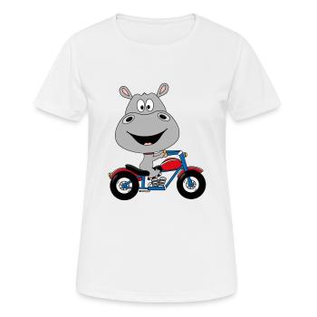 NILPFERD - MOTORRAD - TIER - KIND - BABY - Frauen T-Shirt atmungsaktiv - Weiß - Vorne - AI Model Female 172 dark (172cm)
