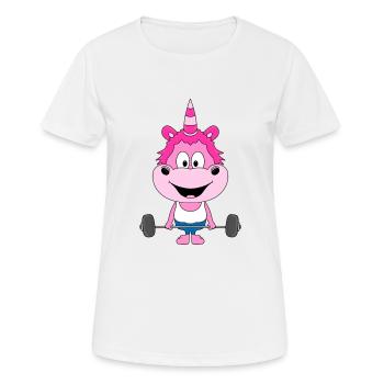EINHORN - FITNESS - BODYBUILDING - GEWICHTHEBER - Frauen T-Shirt atmungsaktiv - Weiß - Vorne - AI Model Female 172 dark (172cm)