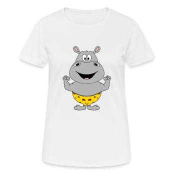 NILPFERD - BODYBUILDING - SPORT - MUSKELN - Frauen T-Shirt atmungsaktiv - Weiß - Vorne - AI Model Female 172 dark (172cm)