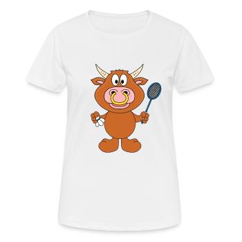 BULLE - STIER - RIND - KUH - FEDERBALL - BADMINTON - Frauen T-Shirt atmungsaktiv - Weiß - Vorne - AI Model Female 172 dark (172cm)
