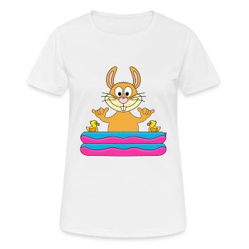 HASE - POOL - PLANSCHBECKEN - SHAKA - TIER - Frauen T-Shirt atmungsaktiv - Weiß - Vorne - AI Model Female 172 dark (172cm)