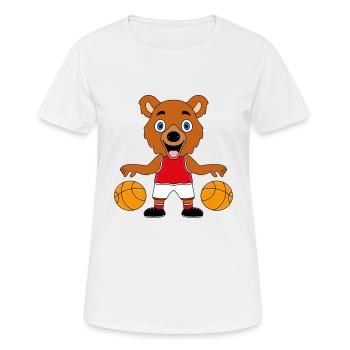 TEDDY - BÄR - TEDDYBÄR - BASKETBALL - SPORT - Frauen T-Shirt atmungsaktiv - Weiß - Vorne - AI Model Female 172 dark (172cm)