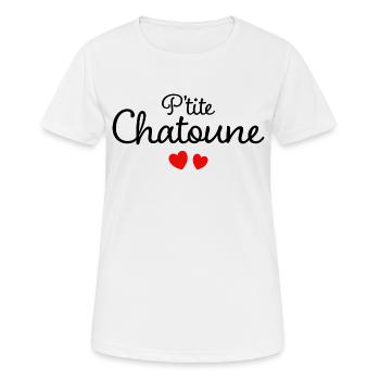 Femme Chatoune Humour Mot Affectueux Couple - T-shirt respirant Femme - blanc - Devant - AI Model Female 172 dark (172cm)