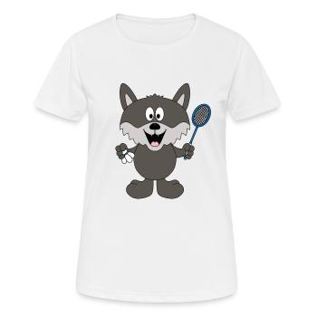 WOLF - FEDERBALL - BADMINTON - SPORT - TIER - Frauen T-Shirt atmungsaktiv - Weiß - Vorne - AI Model Female 172 dark (172cm)