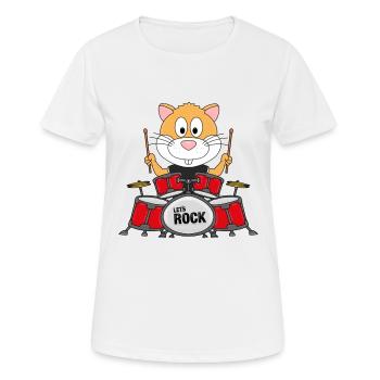 HAMSTER - SCHLAGZEUGER - TROMMELN - TIER - Frauen T-Shirt atmungsaktiv - Weiß - Vorne - AI Model Female 172 dark (172cm)