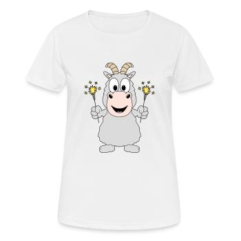 ZIEGE - WUNDERKERZEN - NEUJAHR - SILVESTER - Frauen T-Shirt atmungsaktiv - Weiß - Vorne - AI Model Female 172 dark (172cm)