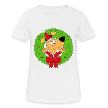 HUND - ADVENTSKRANZ - ADVENT - WEIHNACHTEN - TIER - Frauen T-Shirt atmungsaktiv - Weiß - Vorne - AI Model Female 172 dark (172cm)