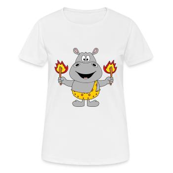 NILPFERD - FEUER - STEINZEIT - TIER - TIERISCH - Frauen T-Shirt atmungsaktiv - Weiß - Vorne - AI Model Female 172 dark (172cm)