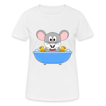 MAUS - BADEWANNE - TIER - TIERISCH - Frauen T-Shirt atmungsaktiv - Weiß - Vorne - AI Model Female 172 dark (172cm)