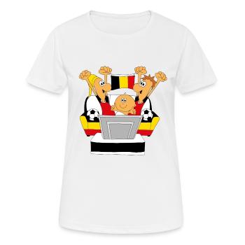 FUßBALL - WELTMEISTERSCHAFT - BELGIEN - BELGIUM - Frauen T-Shirt atmungsaktiv - Weiß - Vorne - AI Model Female 172 dark (172cm)