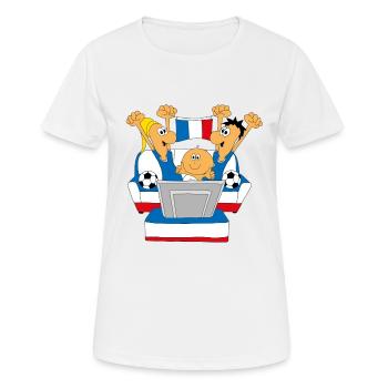 FRANKREICH - FUßBALL - WELTMEISTERSCHAFT - FANS - Frauen T-Shirt atmungsaktiv - Weiß - Vorne - AI Model Female 172 dark (172cm)