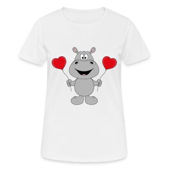 NILPFERD - LIEBE - LUFTBALLONS - TIER - TIERISCH - Frauen T-Shirt atmungsaktiv - Weiß - Vorne - AI Model Female 172 dark (172cm)