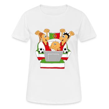 FUßBALL - WELTMEISTERSCHAFT - PORTUGAL - FANS - Frauen T-Shirt atmungsaktiv - Weiß - Vorne - AI Model Female 172 dark (172cm)