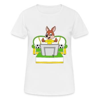 KÄNGURU - FUßBALL - AUSTRALIEN - WELTMEISTERSCHAFT - Frauen T-Shirt atmungsaktiv - Weiß - Vorne - AI Model Female 172 dark (172cm)