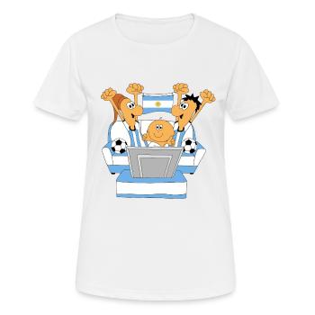 ARGENTINIEN - WM - WELTMEISTERSCHAFT - FUßBALL - Frauen T-Shirt atmungsaktiv - Weiß - Vorne - AI Model Female 172 dark (172cm)