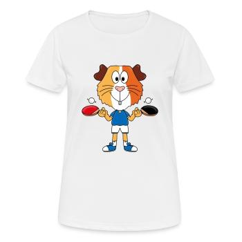 MEERSCHWEINCHEN - TISCHTENNIS - SPORT - TIERISCH - Frauen T-Shirt atmungsaktiv - Weiß - Vorne - AI Model Female 172 dark (172cm)