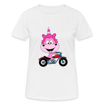 EINHORN - MOTORRAD - BIKER - MOTORSPORT - Frauen T-Shirt atmungsaktiv - Weiß - Vorne - AI Model Female 172 dark (172cm)