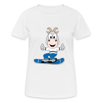 SNOWBOARD - ZIEGE - WINTERSPORT - TIER - KIND - Frauen T-Shirt atmungsaktiv - Weiß - Vorne - AI Model Female 172 dark (172cm)