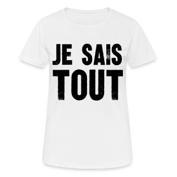 je sais tout - T-shirt respirant Femme - blanc - Devant - AI Model Female 172 dark (172cm)