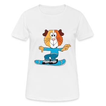 MEERSCHWEINCHEN - SNOWBOARD - SPORT - TIER - KIND - Frauen T-Shirt atmungsaktiv - Weiß - Vorne - AI Model Female 172 dark (172cm)