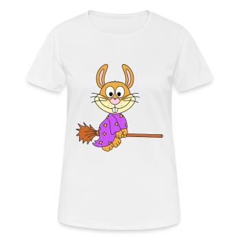 HASE - HEXE - HEXENBESEN - TIER - KIND - BABY - Frauen T-Shirt atmungsaktiv - Weiß - Vorne - AI Model Female 172 dark (172cm)
