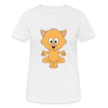 YOGA - PILATES - KATZE - KATER - TIER - Frauen T-Shirt atmungsaktiv - Weiß - Vorne - AI Model Female 172 dark (172cm)