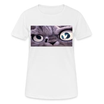 Le chat vous regarde - T-shirt respirant Femme - blanc - Devant - AI Model Female 172 dark (172cm)