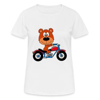 TEDDY - BÄR - TEDDYBÄR - MOTORRAD - BIKER - TIER - Frauen T-Shirt atmungsaktiv - Weiß - Vorne - AI Model Female 172 dark (172cm)