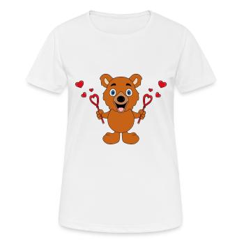 SEIFENBLASEN - LIEBE - HERZEN - TEDDY - BÄR - Frauen T-Shirt atmungsaktiv - Weiß - Vorne - AI Model Female 172 dark (172cm)