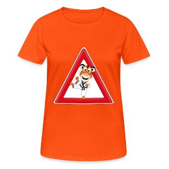 ACHTUNG - KARATE - TIGER - TIER - SPORT - TIERISCH - Frauen T-Shirt atmungsaktiv - Neonorange - Vorne - AI Model Female 172 dark (172cm)