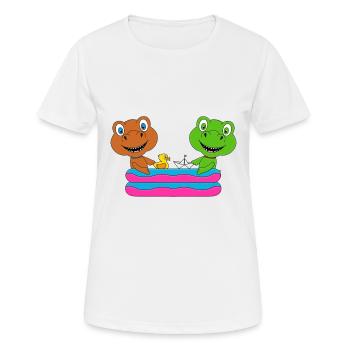 DINOSAURIER - DINOS - PLANSCHBECKEN - POOL - Frauen T-Shirt atmungsaktiv - Weiß - Vorne - AI Model Female 172 dark (172cm)