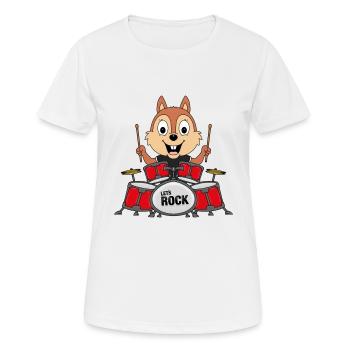 SCHLAGZEUGER - MUSIKER - EICHHÖRNCHEN - TIERISCH - Frauen T-Shirt atmungsaktiv - Weiß - Vorne - AI Model Female 172 dark (172cm)