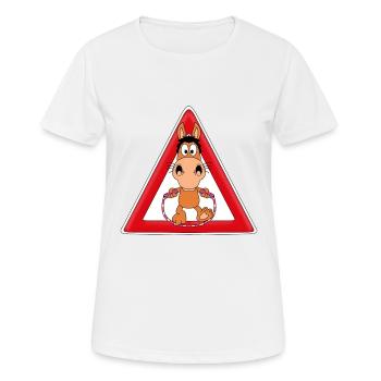 ACHTUNG SPRINGPFERD - SPRINGREITEN - PFERD - SPORT - Frauen T-Shirt atmungsaktiv - Weiß - Vorne - AI Model Female 172 dark (172cm)