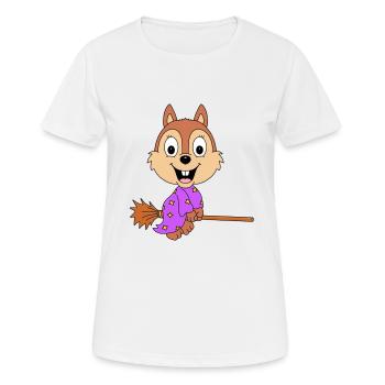 EICHHÖRNCHEN - HEXE - HEXENBESEN - TIER - Frauen T-Shirt atmungsaktiv - Weiß - Vorne - AI Model Female 172 dark (172cm)