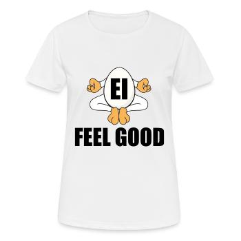 EI FEEL GOOD - YOGA - PILATES - OSTEREI - FUN - Frauen T-Shirt atmungsaktiv - Weiß - Vorne - AI Model Female 172 dark (172cm)