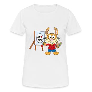 OSTERHASE - MALER - KÜNSTLER - EI LOVE YOU - Frauen T-Shirt atmungsaktiv - Weiß - Vorne - AI Model Female 172 dark (172cm)