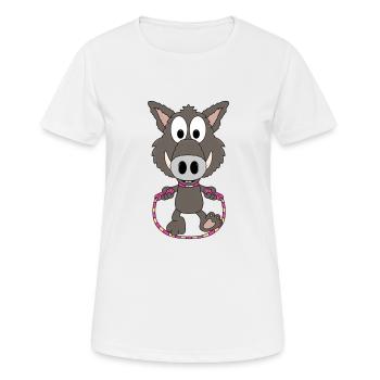 WILDSCHWEIN - SPRINGSEIL - SEILSPRINGEN - TIER - Frauen T-Shirt atmungsaktiv - Weiß - Vorne - AI Model Female 172 dark (172cm)