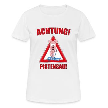 SCHWEIN - SKIER - ACHTUNG! PISTENSAU! - SPORT - Frauen T-Shirt atmungsaktiv - Weiß - Vorne - AI Model Female 172 dark (172cm)