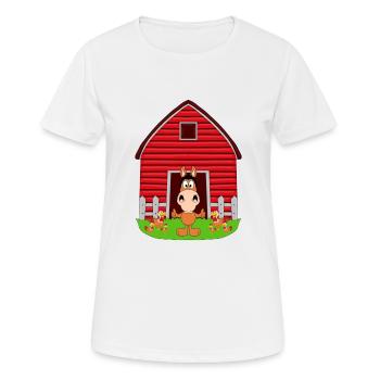 PFERD - PONYHOF - REITERHOF - HÜHNER - TIERISCH - Frauen T-Shirt atmungsaktiv - Weiß - Vorne - AI Model Female 172 dark (172cm)