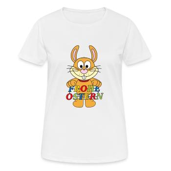 OSTERHASE - FROHE OSTERN - HASE - KANINCHEN - TIER - Frauen T-Shirt atmungsaktiv - Weiß - Vorne - AI Model Female 172 dark (172cm)
