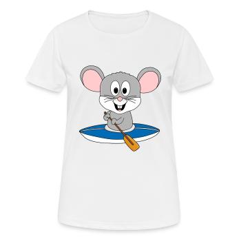 MAUS - KAJAK - WASSERSPORT - KANU - TIER - Frauen T-Shirt atmungsaktiv - Weiß - Vorne - AI Model Female 172 dark (172cm)